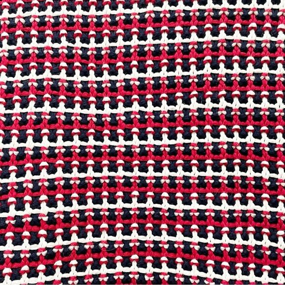 Talbots Chunky Knit Tweed Cardigan Red White Blue Size Medium Americana Nautical - Picture 8 of 11